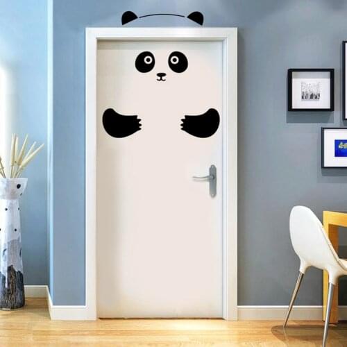 Panda Bear 3D Door Sticker Funny Door Window Fridge Decorations For Kids Room Home Decor Cartoon Animal Art Vinyl Decals