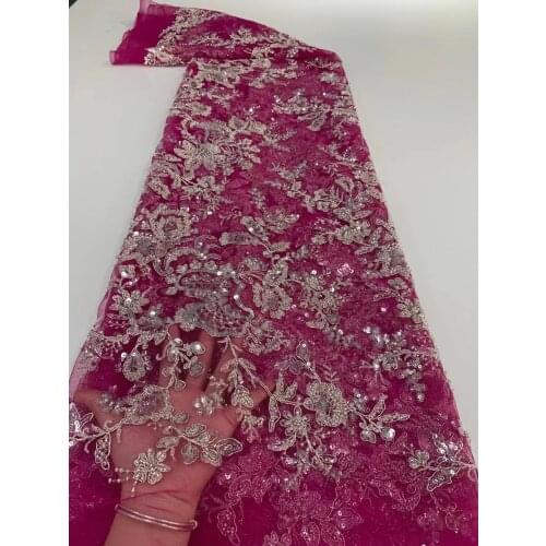 5yards/pc) Bling bling crystal white tube beads and sequins embroidered African tulle lace high quality French net lace FXZ102