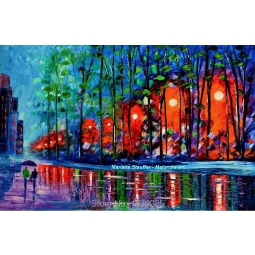 Modern Style Abstract Oil Painting Canvas Retro City Street Landscape Oil Pictures Decorative Painting Wall Art No Frame 1 Piece
