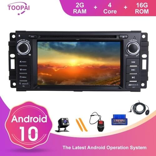 TOOPAI Android 10 For Dodge Ram Challenger Jeep Wrangler JK Auto Radio Stereo GPS Navigation Car Multimedia Player DVD Media