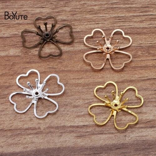 BoYuTe (50 Pieces/Lot) 22MM Metal Brass Two-layer Flower Bead Caps Diy Jewelry Accessories Handmade Materials