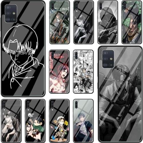 Phone Case for Samsung Galaxy A51 A71 A50 A21s A31 A70 A10 A41 A30 A40 A11 A91 Glass Cover Anime Attack on Titan levi ackerman