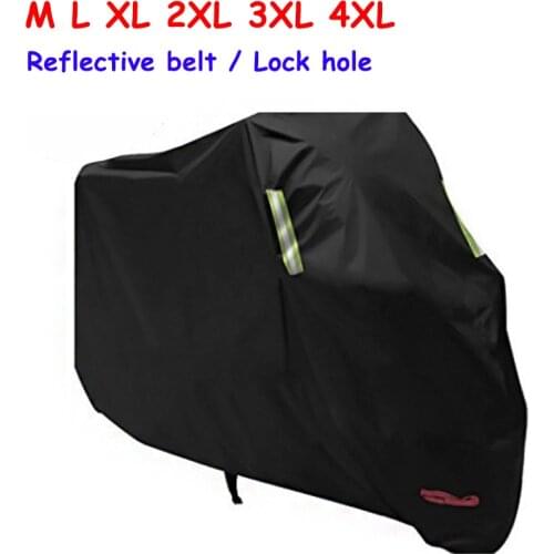 Pure Black Motorcycle Cover With Reflective Belt And Lock Hole Motorcycle Waterproof UV Sunscreen Dustproof Moped Scooter Cover