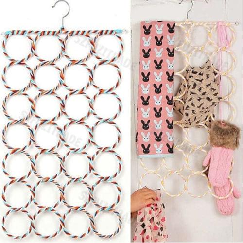 New 9 12 16 28 Ring Rope Shawl Multi Display Scarf Belt Tie Slots Holder Organizer Clothes Hangers Organizer Hole Design
