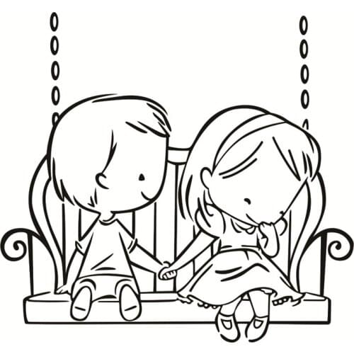 Boy and girl swinging Clear Stamps for Scrapbooking Tampons Transparents Seal Background Stamp Card Making Diy Boy running