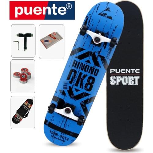 PUENTE ABEC - 9 Double Snubby Maple Skateboard Thermal Transfer Printing Pattern Adult Four-Wheel Skate Board Maple Long Board
