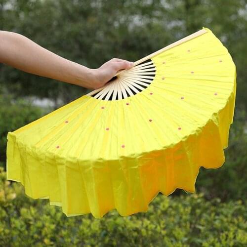 Double-sided silk fan dance fan dancing square dance props yellow fan silk fan dance silk dancing fans dance fans