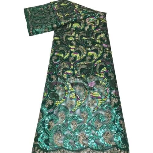 French Lace Fabric Embroidered Wax Lace Nigerian Tulle Lace Fabrics With Sequins African Lace Fabric For Wedding Sewing f66-427