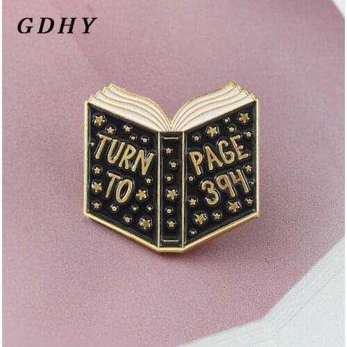 GDHY TURN TO PAGE 394 black Book Enamel pins Lapel pin Badges Brooches for men women Book lover gift Spille Broche Bijoux