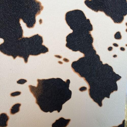 Synthetic PVC black and white milch cow skin imitation printed leather material