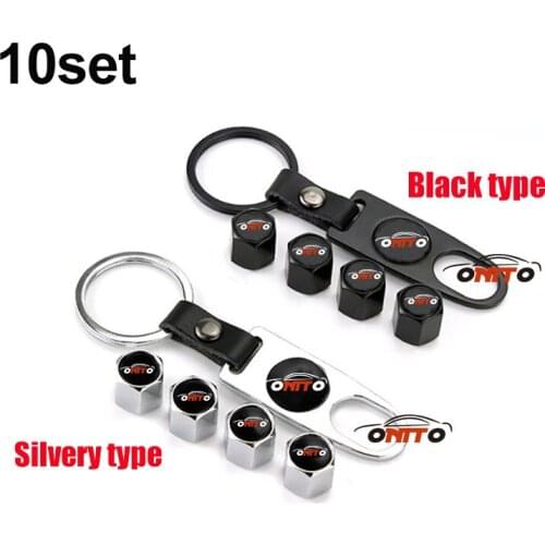 10set Metal Car Wheel Rim Tire Valve Caps Covers for Bmw Honda Toyota Benz Kia Volvo Suzuki Nissan Leather Black/Silvery Type