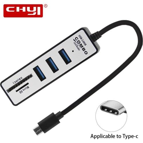 CHYI USB Hub 3.0 3 Ports Type C Hub USB 3.0 Splitter Multi USB C Hab With SD/TF Speed Card Reader Port For Laptop PC Accessories