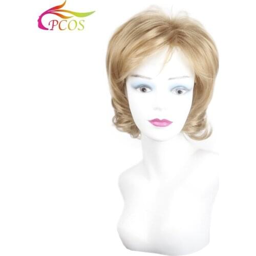 Short Blonde Fluffy Wig for Women Hair High Temperature Fiber Straight Hair Wigs for Daily