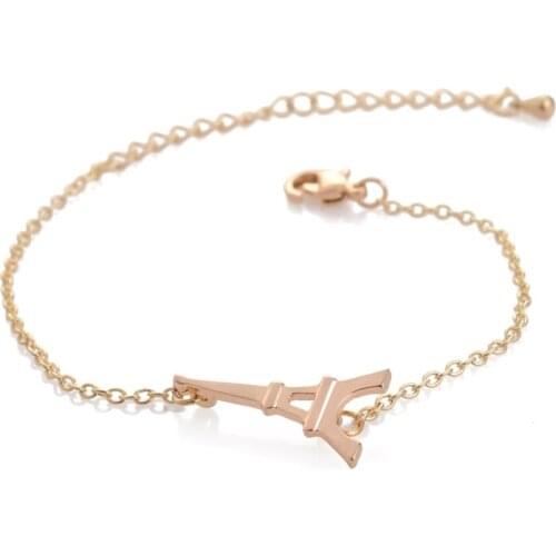 Hot fashion popular tiny pretty Eiffel Tower Bracelet for women Building Bracelet Girl Jewelry Gold and Silver plated