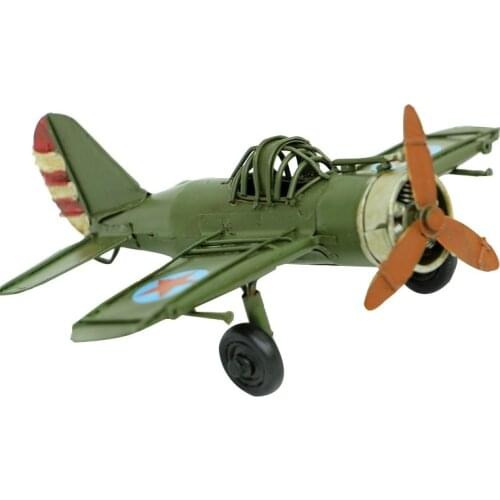 Discovery Airplane Metal Green Vintage Decorative Home Office Decor Gift Ornament Trinket Miniature Nostalgic Handmade Art