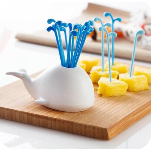 Cute Whale Spouting Fruit Fork Creative Animal Whale Dessert Fork Bento Accessories Kitchen Accessories Kitchen Tools