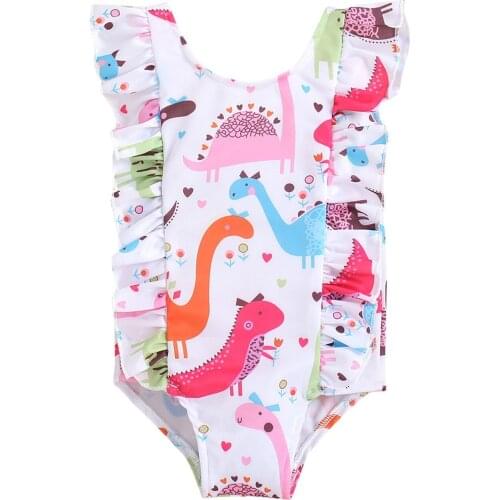 Cute Cartoon Newborn Kids Baby Girl Dinosaur Swimsuit Swimwear Bikini Bathing Suit Summer Beach Outfits Praia Infantil