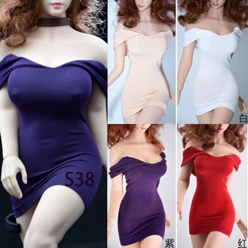 Mini Skirt 1/6 Female Soldier Strapless Tight Skirt Stretch Wrap Hip Skirt for TBLeague S07C S38 S39 Plus Size Body Figure