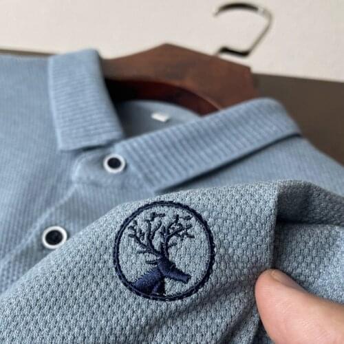 High-end deer head embroidered Polo shirts men trend of cotton short sleeve T-shirt summer relaxed leisure lapel half sleeve