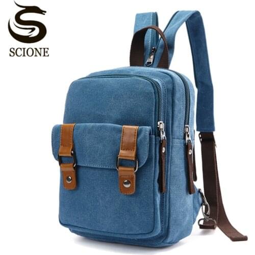 Scione New Chest Bag Pack Korean Style Canvas Backpack Shoulder Bags Female/Male Travel Backpack Small Bag Mens Backpack Pack