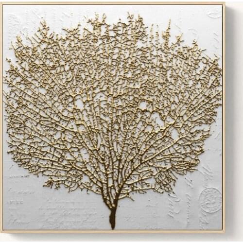 Wall Decorative Painting Posters and Prints Wall Art Canvas Painting Abstract Golden Tree Pictures for Living Room No Frame