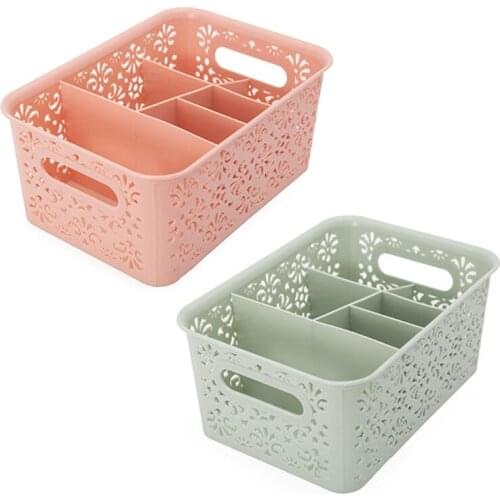 Cosmetics Desktop Storage Box Pen Holder Organizer Case 6 Slots Grids Makeup Rack Multifunction Plastic Basket