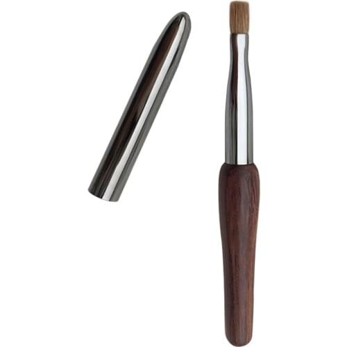 S08 Professional Handmade Makeup Brush Soft Resilient Weasel Hair Flat Top Lip Brush with Cap Sandalwood Handle Make Up Brushes