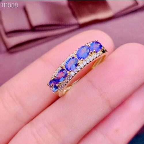 Wedding Gift Elegant High Quality New Trendy 100% Real And Natural Tanzanite Rings 925 Sterling Silver Fine Jewelry