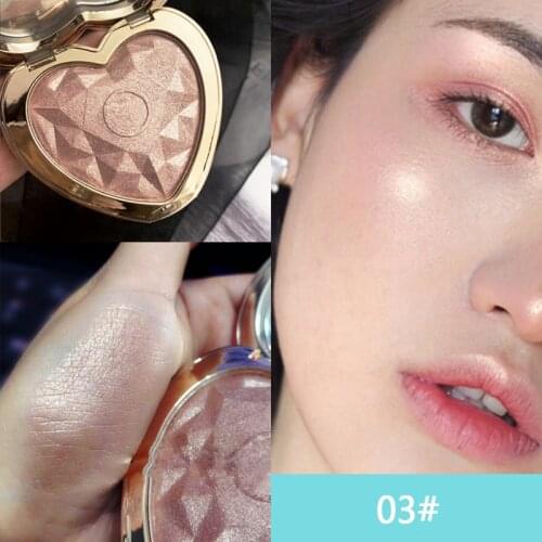 HUDAMOJI Heart-shaped Diamond High-gloss Eye Shadow Face Makeup Brighten Powder cake Bronzer pearl repair Highlighter TSLM1