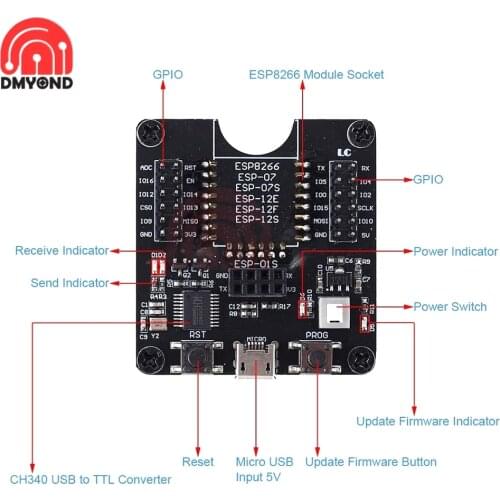 ESP8266 Test Board Development Board WIFI Module Burner For ESP-01 ESP-01S ESP-12E ESP-12F ESP-12S ESP-18T Wireless Transceiver