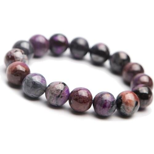 South Africa Genuine Natural Purpel Sugilite Crystal Lady Round Loose Beads Charm Women Bracelet 14mm