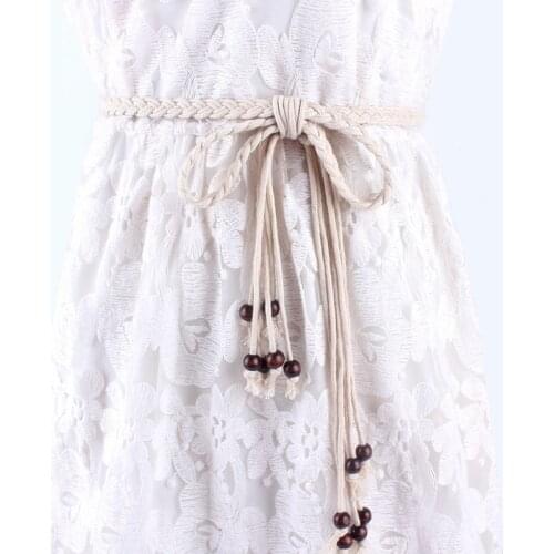 Korean Simple fine woven waist women belt knitted rope decorative womens dress accessories tassel straps