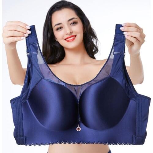 Full Coverage Women Bras with Mesh C D E Cups 34 38 42 52 Black Blue Skin Big Size Bralette Lady Full Cup Adjustable Thin Tops