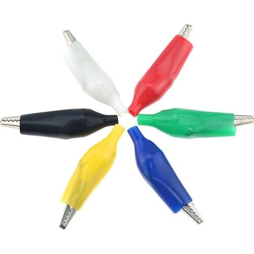 10Pcs Insulation Metal Alligator Crocodile Clip Electric Test 28MM Lead Colorful Red Black Blue Green White Yellow Car Connector