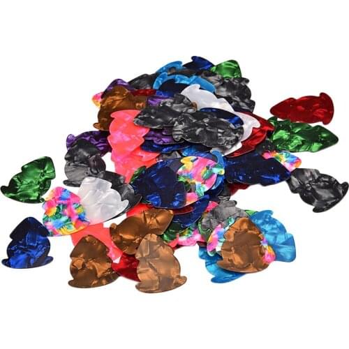 100Pcs Colorful Celluloid Guitar/Bass Pick Plectrum for String Instrument