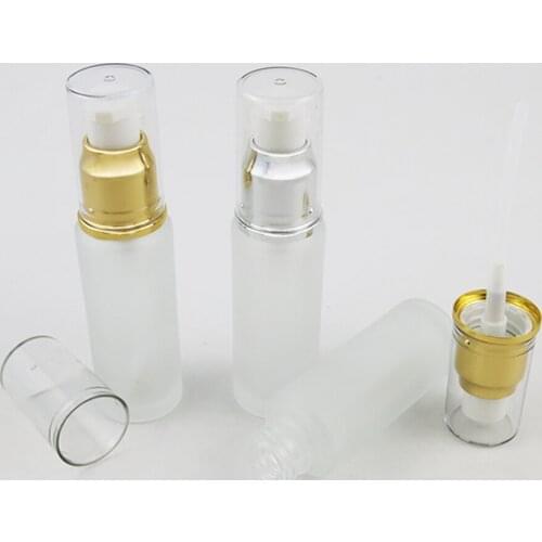 20ml 30ml cosmetic facial Cleanser wash cream glass liquid emulsion serum lotion spray bottle with golden silver pump 300pcs