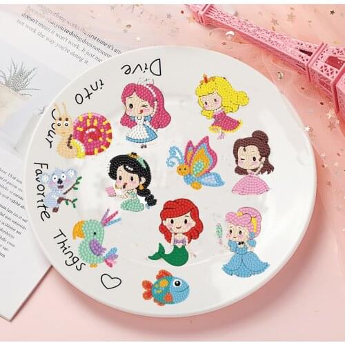 2021 New Arrival Fairy Princess 5D DIY Diamond Painting Stickers Cartoon Art Mosaic Stickers by Numbers Kits for Kids and Adults