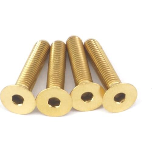 4 PCS M5 x 25mm Golden GR5 Titanium Hex Allen Socket Countersunk Screws Bolts For Bicycle Stem Headset Top Cap
