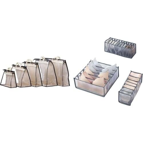 5 Pcs Non-Woven Fabric Dust Bag Storage Pouch & 3 Pcs for Socks Panties Home Separate Underwear Storage Box