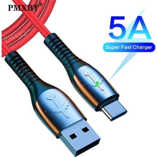 5A Fast Charging LED Data Cord Supercharge USB Type C Cable For Huawei Mate P40 P30 Mobile Phone Charger Quick Charge USB Cable