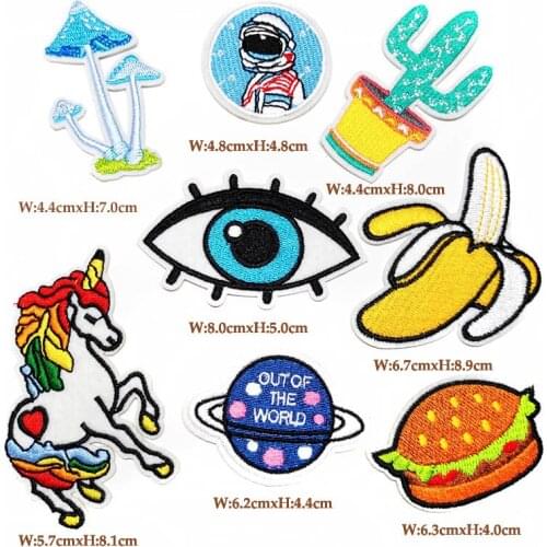 8pcs/lot Hamburger Banana Cactus Eye DIY Cloth Badges Patch Clothes Apparel Sewing Decoration Applique Bagde Patches Accessories