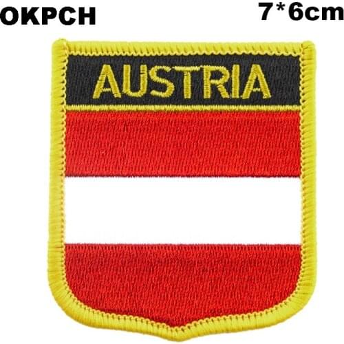 Austria Shield Shape Flag patches embroidered flag patches national flag patches for Cothing DIY Decoration PT0019-S