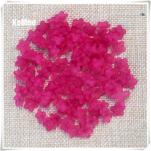 Free Shipping 1000PCS Hot Pink Lily Flower Frosted Acrylic Beads 10x4mm For Jewelry Making Wholesale