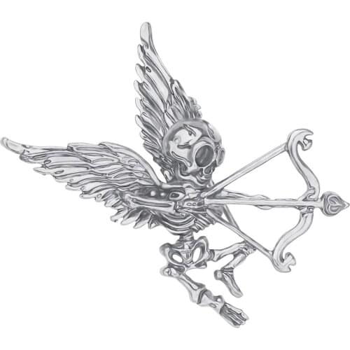 Bonsny Alloy Antique Silver Plated Skull Skeleton Brooches Archery Clothes Scarf Pin Jewelry For Lady Girls Fashion Accessories