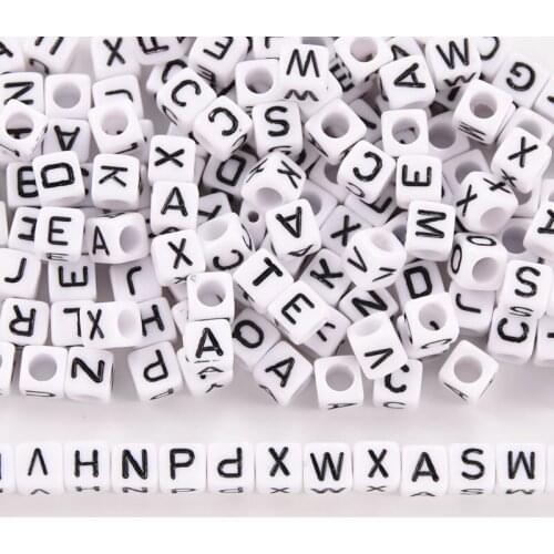 300pcs /lot Acrylic Letter Beads for Jewelry Making Diy Material Loose Spacer 6*6mm Beads