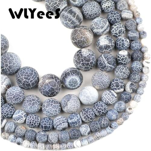 WLYeeS Natural Stone Black Weathered carnelian beads 4/6/8/10/12 mm Round Spacer Loose Bead Jewelry bracelet Necklace making DIY