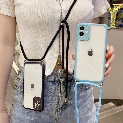 Cute Necklace Cord Chain Lanyard Case for iPhone 12 11 Pro Max XS X XR 7 8 Plus Samsung A51 A71 S10 S20 Note 20 Ultra Cover Case