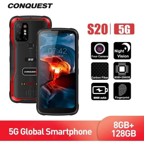 CONQUEST S20 5G Global Night Vision Smartphone IP68 Waterproof 48MP Four Camera 8GB RAM 128GB/ 256GB ROM 6.3 Inch Mobile Phones