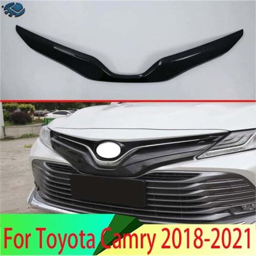 For Toyota Camry 2018 2019 Car Decoration Carbon Fiber Style Front Grille Cover Center Mesh Trim