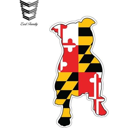 EARLFAMILY 13cm x 6.3cm B4B MD Pittie Maryland Flag in Pit Bull Vinyl Car Stickers Car Styling Waterproof Decal Motor Car Decor